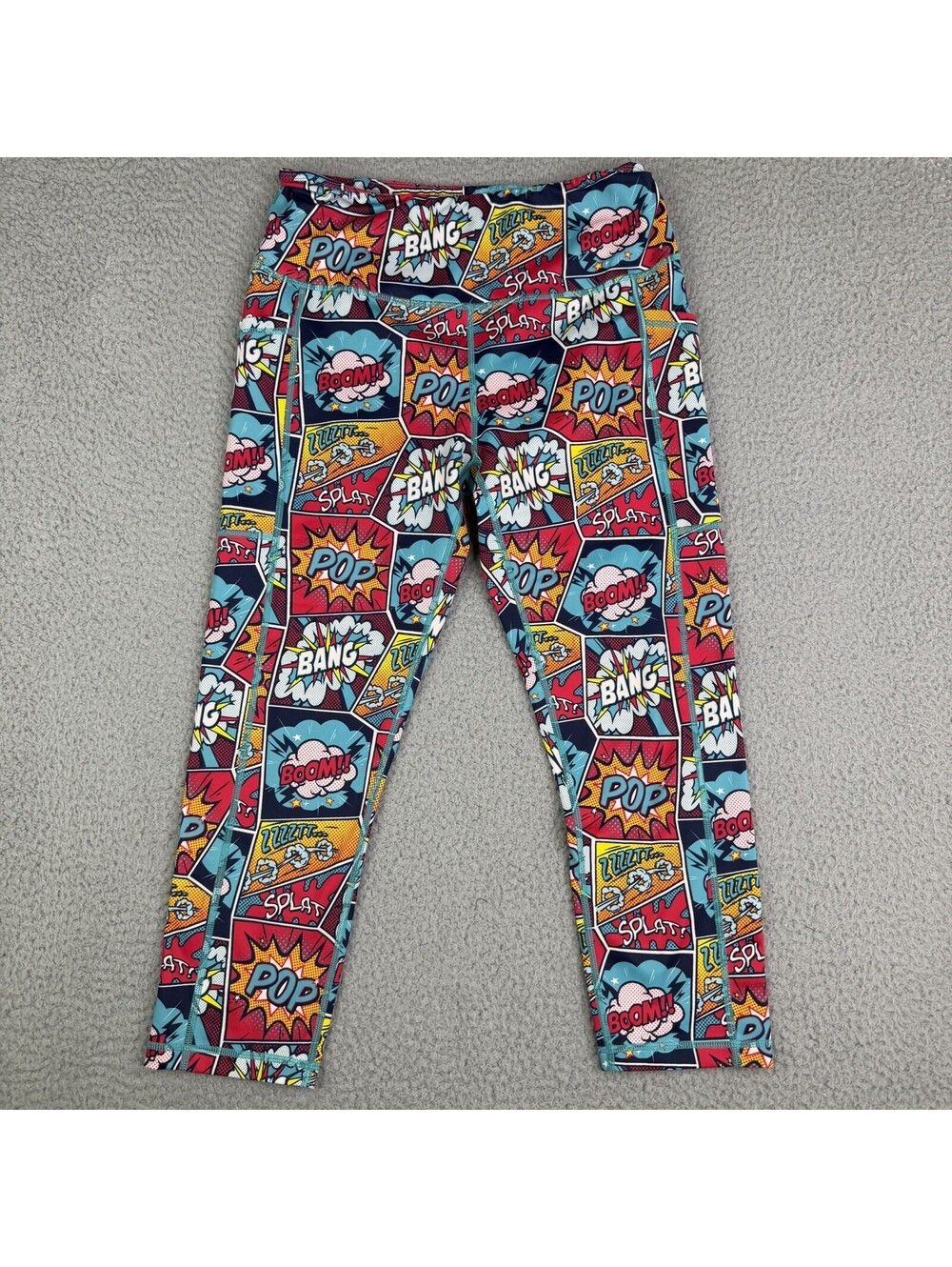 Constantly Varied Gear Leggings Womens Sz M Multicolor Comic Capri Crop Pockets